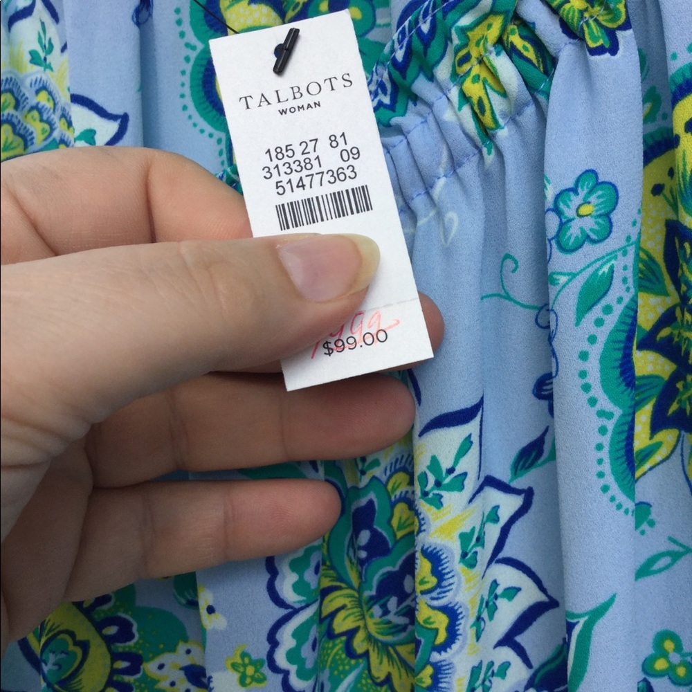 NWT Talbots Blue Peasant Style Multicolored Floral - Picture 4 of 5